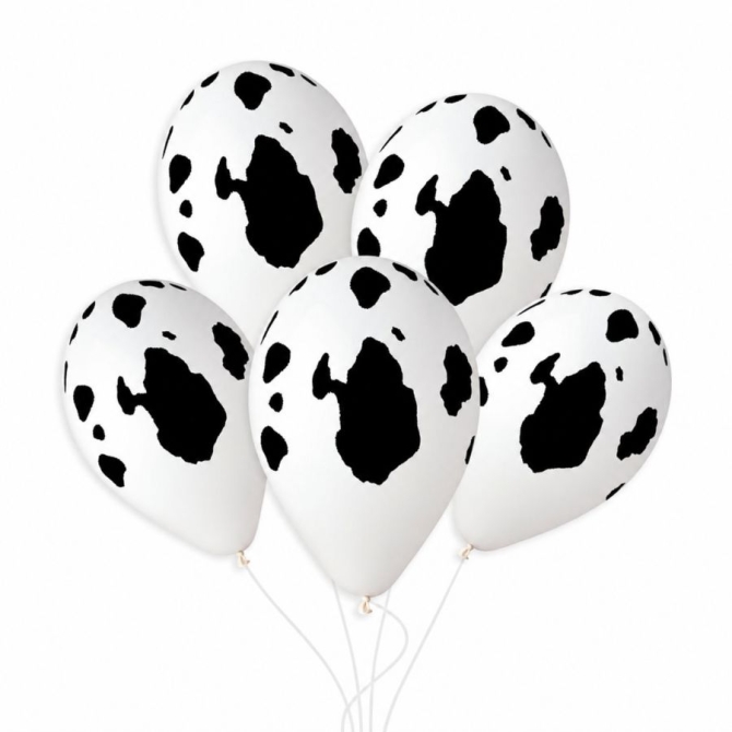 6 globos con estampado de vaca de 33 cm de di�metro. 