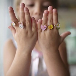 Juego de 3 anillos arco iris / corazn / flor. n2