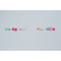 Juego de 3 anillos y 1 par de pendientes de clip rosa. n2