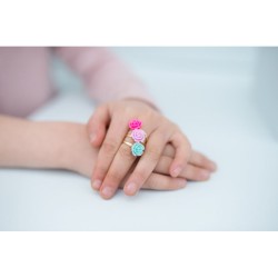 Juego de 3 anillos y 1 par de pendientes de clip rosa. n3
