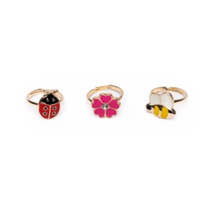 Lote de 3 anillos mariquita/abeja/flor