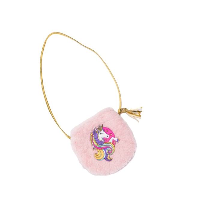 Monedero pequeño de unicornio rosa esponjoso 