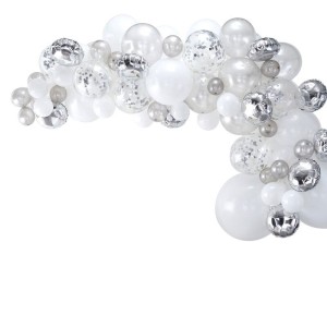Arco Kit de 70 Globos - Plateado/Blanco