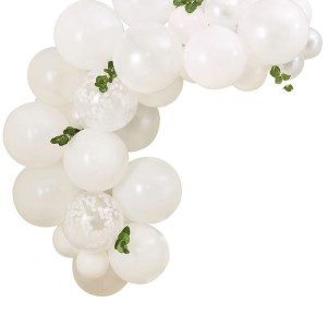 Kit Arco de 45 Globos - Blanco con Follaje