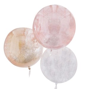 3 globos Orbz - Blanco/Rosa/Oro metlico brillante