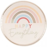 8 platos Happy Everything Pastel Rainbow