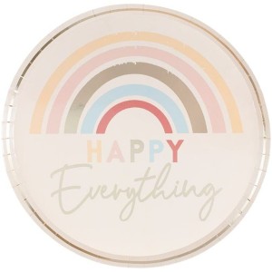 8 platos Happy Everything Pastel Rainbow