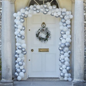 Kit Arco de Globos Navideo - Copos de Nieve y Plata