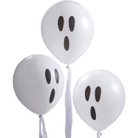 10 globos fantasma con cinta blanca