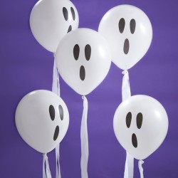 10 globos fantasma con cinta blanca. n1