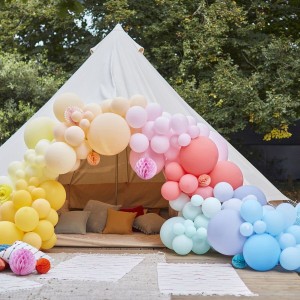Arco Kit de 200 Globos - Coral/Naranja/Amarillo/Rosa/Melocotn/Azul/Verde Menta
