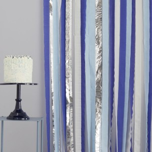 Cortina Metlica Plata, Azul Marino, Azul, Crema