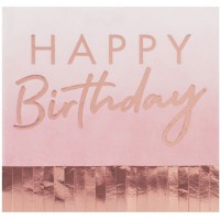 16 servilletas Happy Birthday Ombr/Rose Gold