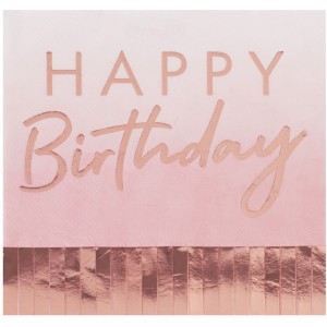 16 servilletas Happy Birthday Ombr/Rose Gold