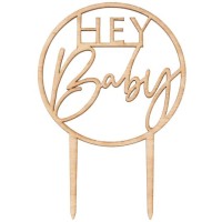 Cake Topper de Madera Botanical Hey Baby