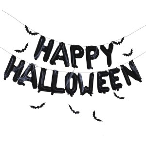 Kit de guirnalda de globos Happy Halloween con murcilago y tela de araa