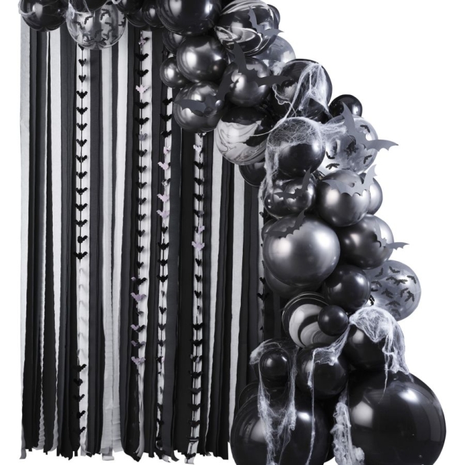Kit de Arco de Globos de Halloween de 75 globos con guirnaldas,  arañas y murciélagos 