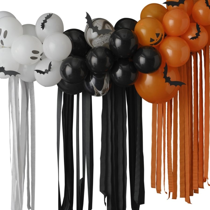 Kit de Arco de Globos de Halloween de 50 globos  +  pancartas - Fantasmas,  calabazas 