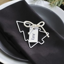 4 Tarjetas de mesa rbol de Navidad Blanco. n1