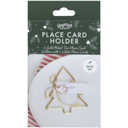 4 tarjetas de mesa doradas con forma de rbol de Navidad. n2
