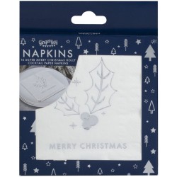 16 Toallas Feliz Navidad Acebo - Plata. n2
