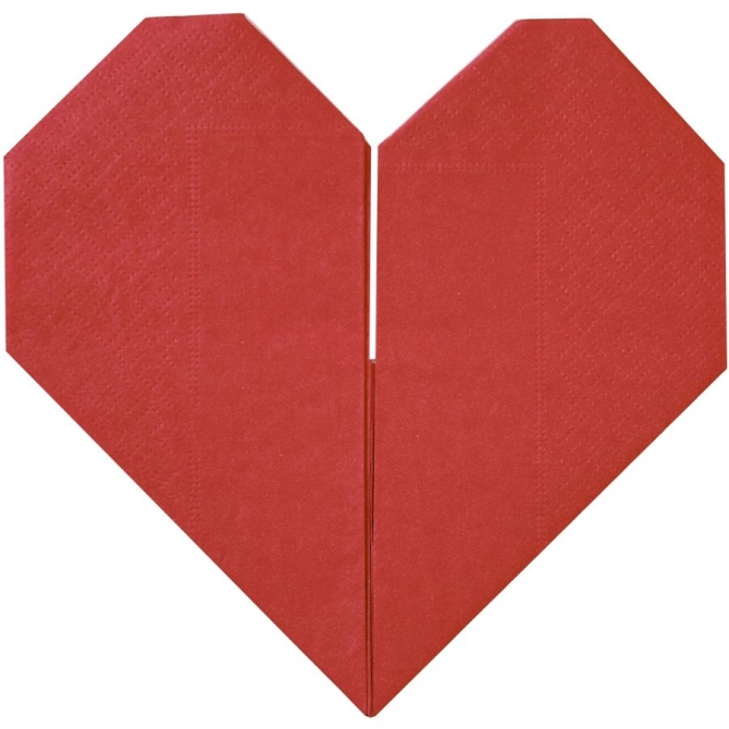 16 Servilletas Corazn Origami Rojo 