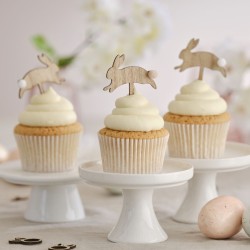 6 Cupcakes toppers conejos de madera. n1
