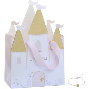 5 Bolsas de Regalo Castillo de Princesa - con una Adorable Pulsera de Encanto