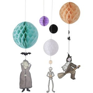 5 decoraciones colgantes de Halloween de vampiros y brujas en nido de abeja