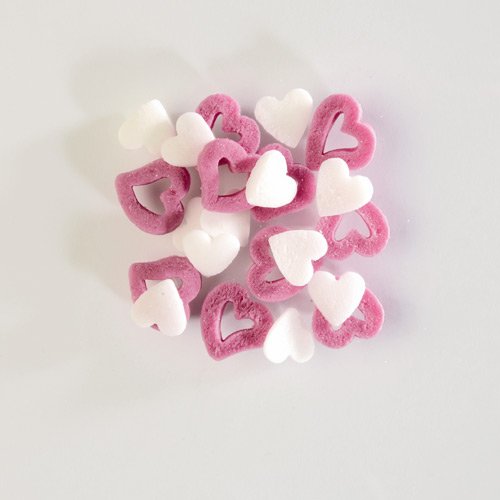 Corazones de azcar blanca / rosa 50 gr 