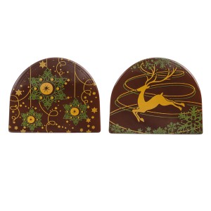 2 puntas de troncos de ciervo/escamas (7 cm) - Chocolate
