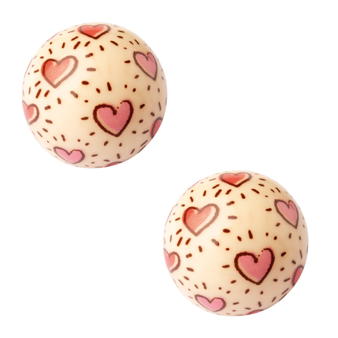 2 Esferas de corazn huecas 3D ( 2, 7 cm) - Chocolate blanco 