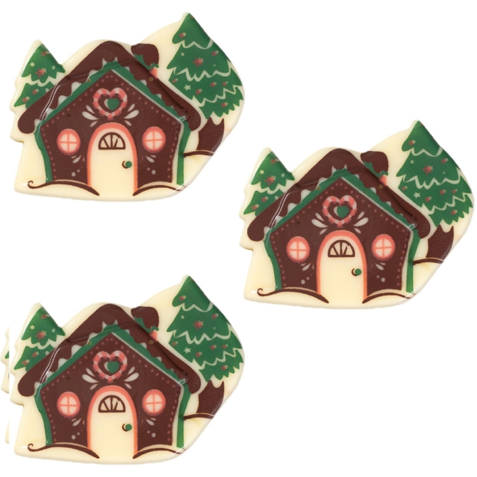 3 Obleas Paisaje Navideo (4, 7 cm) - Chocolate Blanco 