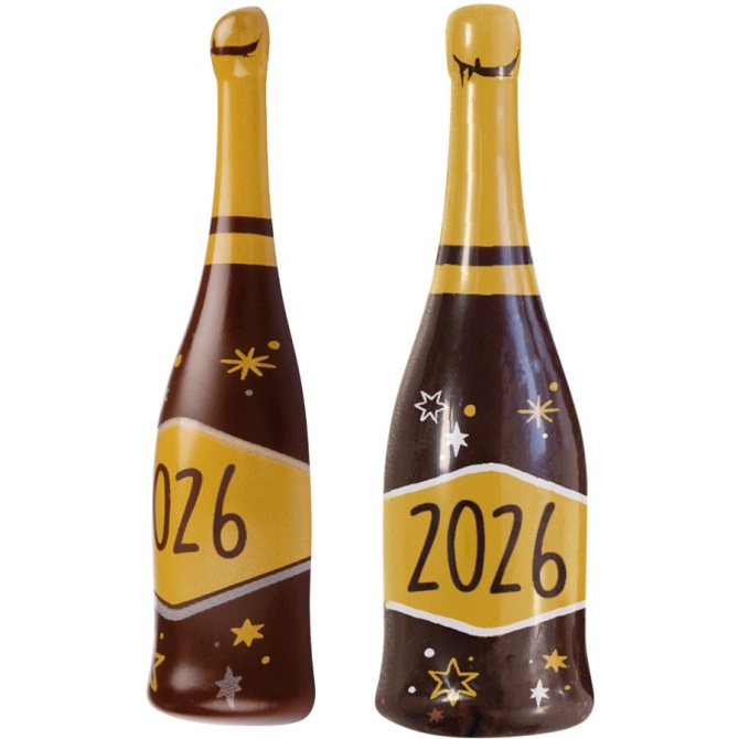 2 Botellas de Champ�n 2026 (7, 5 cm) - Chocolate Negro 