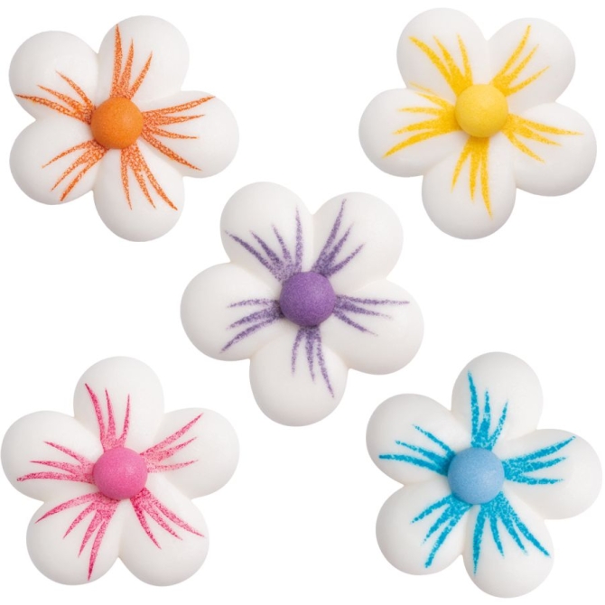 5 Flores multicolores ( 3, 4 cm) Azcar 