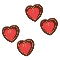 4 Corazones (� 2,8 cm) - Chocolate Negro