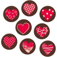 Surtido de 8 Corazones (� 3 cm) - Chocolate Blanco