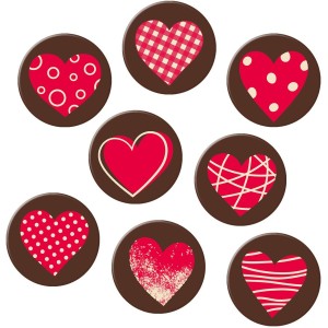 Surtido de 8 Corazones (� 3 cm) - Chocolate Blanco