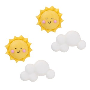 4 decoraciones de az�car: 2 soles y 2 nubes