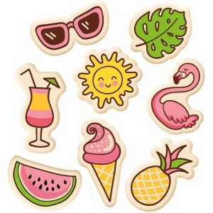 Set de 8 Decoraciones de Playa (3 cm) - Chocolate Blanco