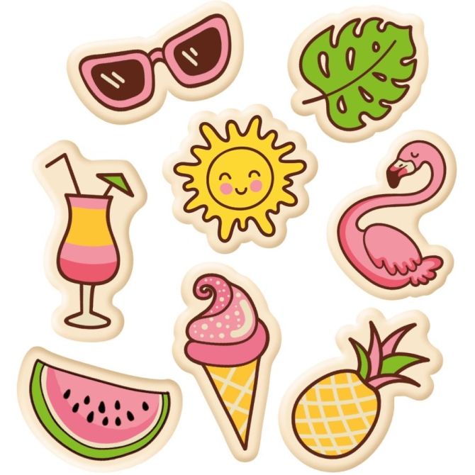 Set de 8 Decoraciones de Playa (3 cm) - Chocolate Blanco