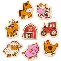 Juego de 8 adornos de granja (3,2 cm) � Chocolate blanco