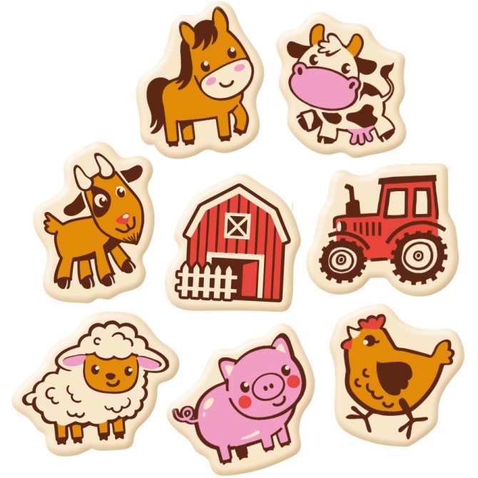 Juego de 8 adornos de granja (3, 2 cm) � Chocolate blanco 