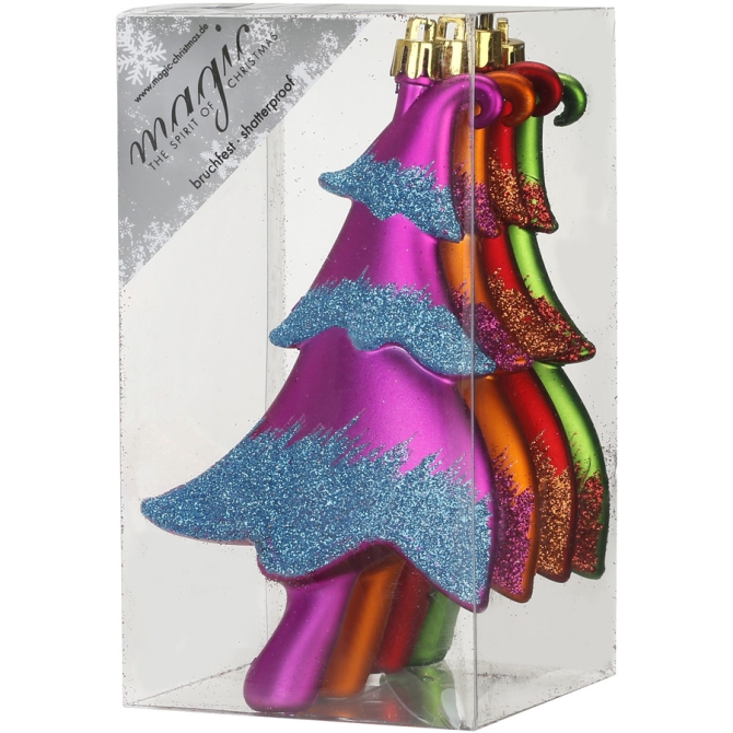 4 Decoraciones para colgar de rboles de Navidad multicolores (14 cm) - Plstico 