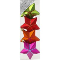 4 Decoraciones para colgar de Estrellas 3D Multicolores (7,5 cm) - Plstico