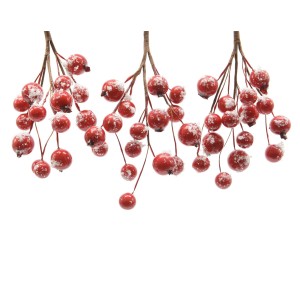 3 ramitas de frutos rojos nevados (14 cm)