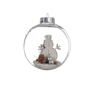 2 Bolas Navidad Mueco de Nieve Abiertas (10 cm) - Plstico