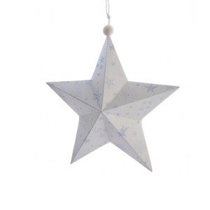 Estrella de Navidad Suave Blanco/Azul (14 cm) - Papel