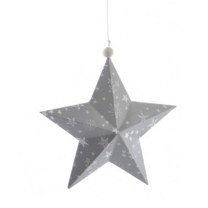 Estrella de Navidad gris suave (14 cm) - Papel