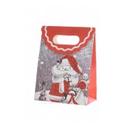 Bolsa de regalo pequea con purpurina de Pap Noel (16 cm)